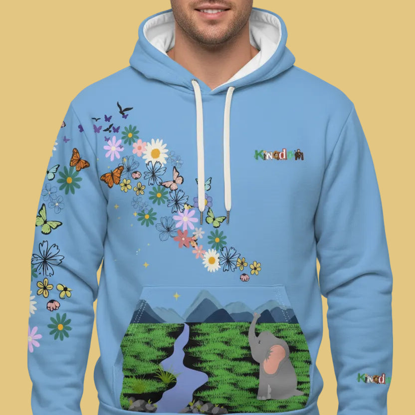 Elephant Floral Unisex Pullover Hoodie, Graphic Sweatshirt, Animal Lover Gift