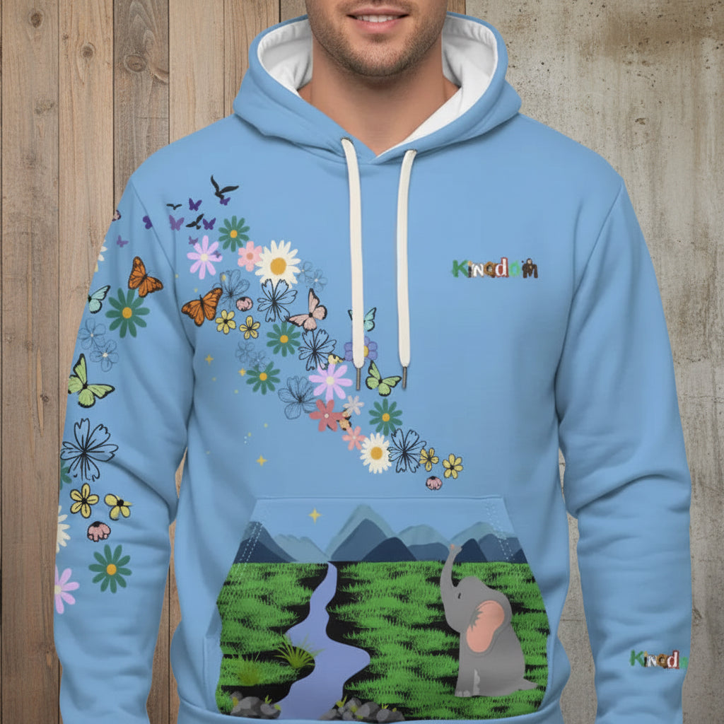 Elephant Floral Unisex Pullover Hoodie, Graphic Sweatshirt, Animal Lover Gift Printify