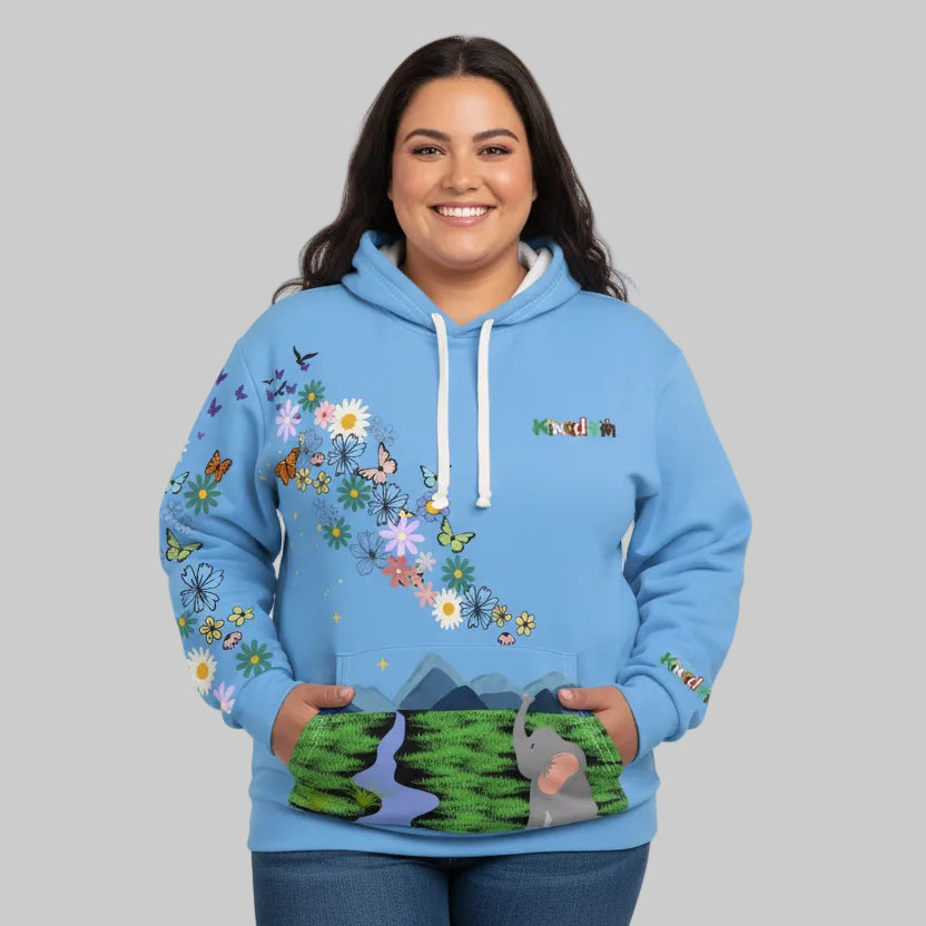 Elephant Floral Unisex Pullover Hoodie, Graphic Sweatshirt, Animal Lover Gift