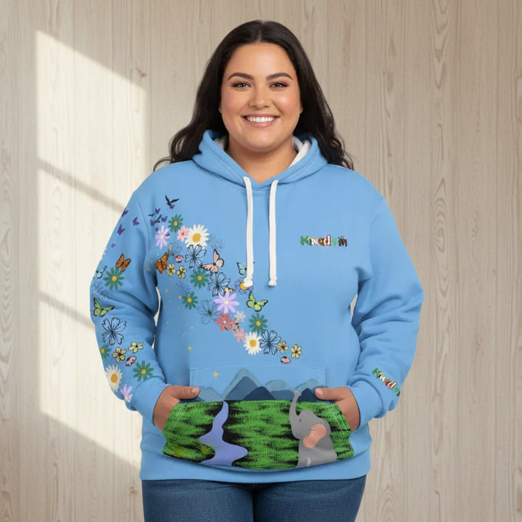 Elephant Floral Unisex Pullover Hoodie, Graphic Sweatshirt, Animal Lover Gift Printify