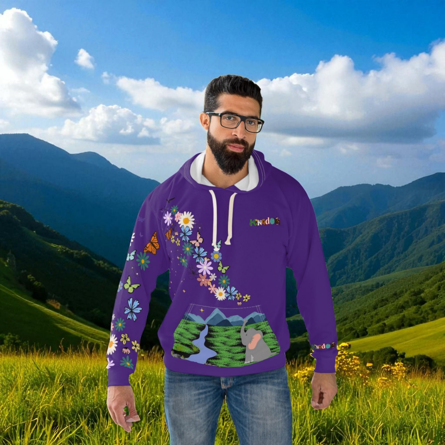 Elephant Floral Unisex Pullover Hoodie, Graphic Sweatshirt, Animal Lover Gift