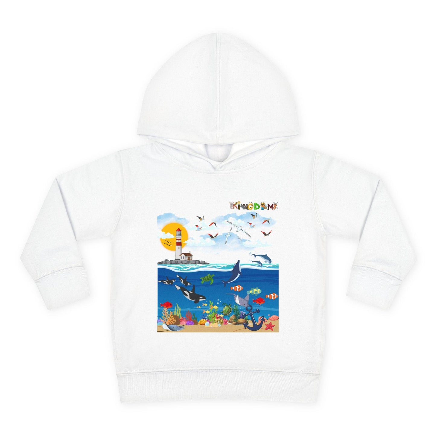 Ocean Friends Toddler Pullover Fleece Hoodie, Aquatic Theme Sweatshirt for Kids, Sea Animal Graphic Jumper, Orca Dolphin Children's Hooded