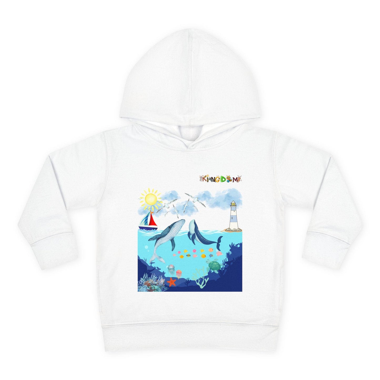 Whale Graphic Toddler Hoodie, Kids Marine Theme Sweatshirt, Ocean Animal Children's Hoodie