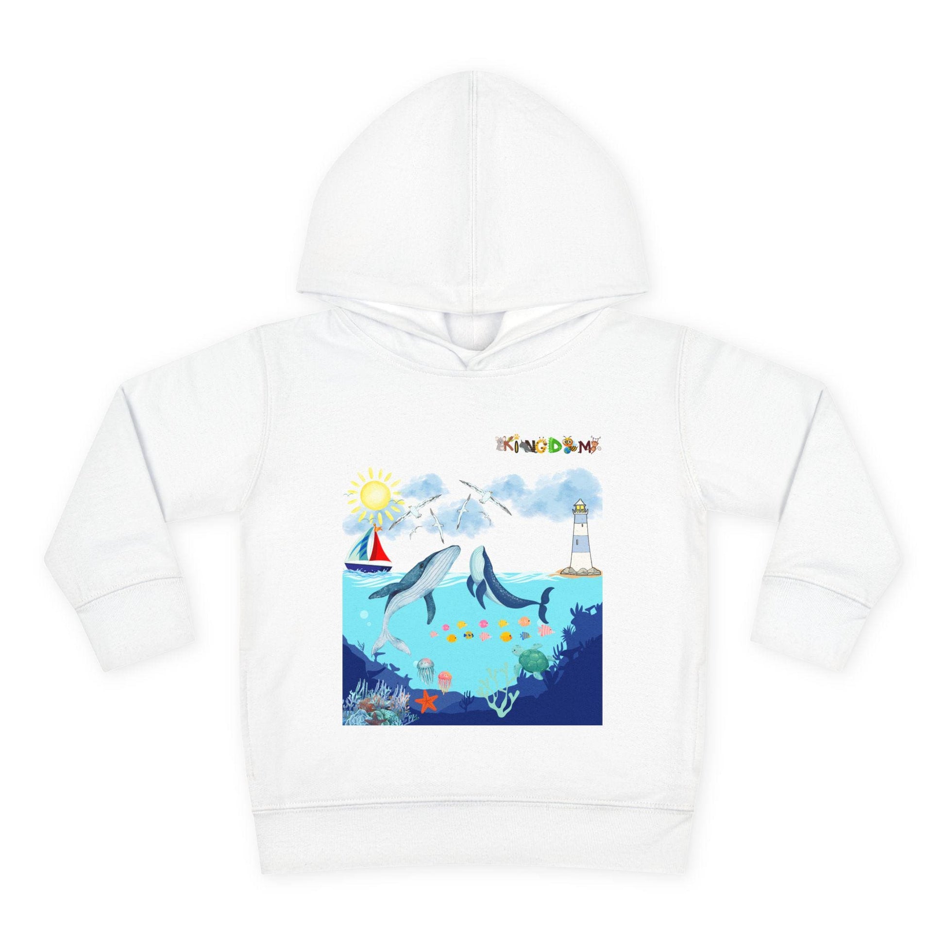 Whale Graphic Toddler Hoodie, Kids Marine Theme Sweatshirt, Ocean Animal Children's Hoodie