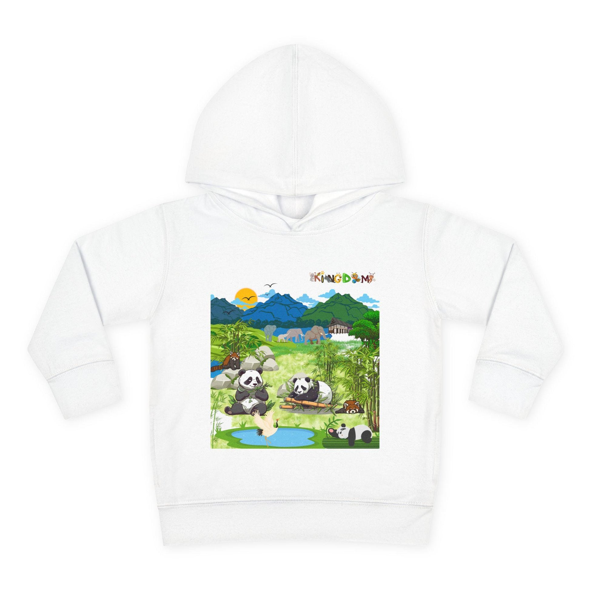 Graphic Panda Elephants Toddler Hoodie, Wildlife Theme, Kids Fleece Pullover