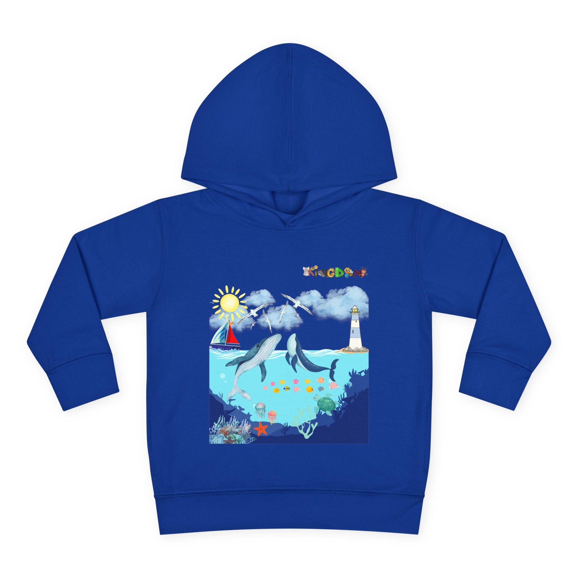 Whale Graphic Toddler Hoodie, Kids Marine Theme Sweatshirt, Ocean Animal Children's Hoodie