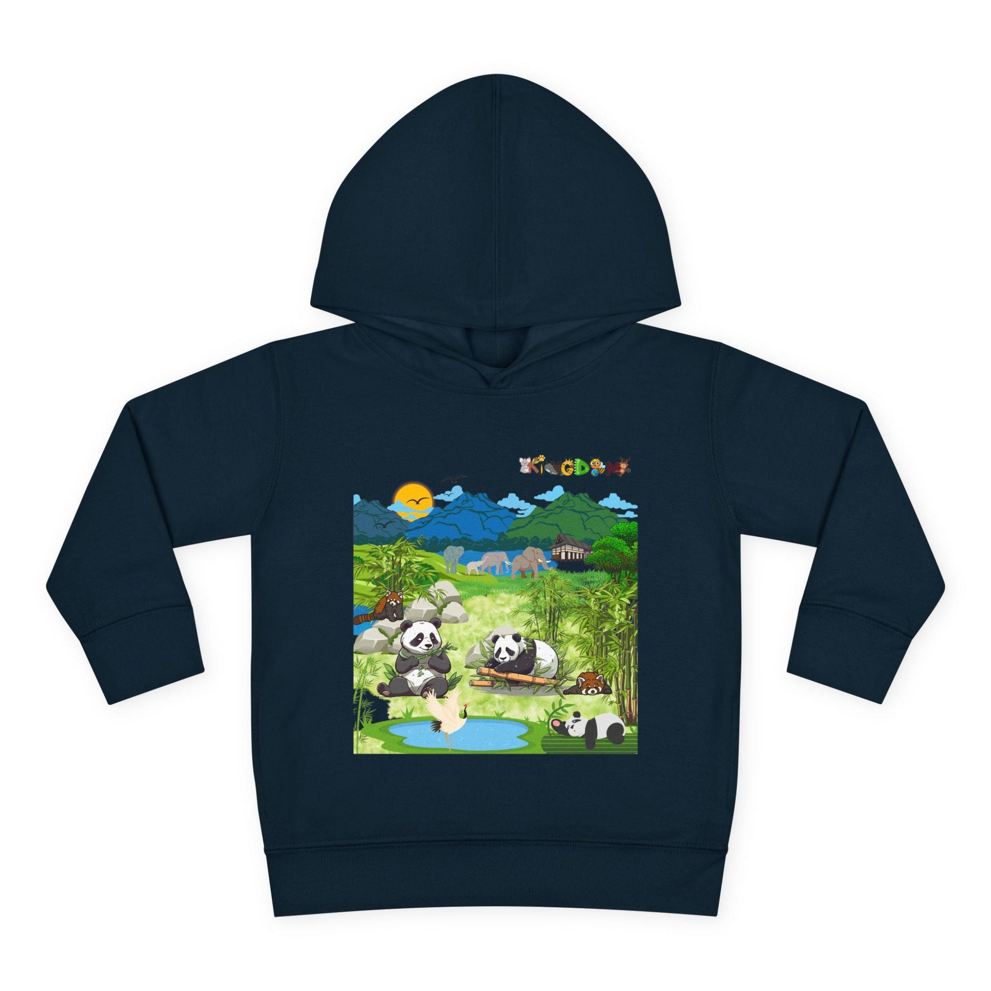 Graphic Panda Elephants Toddler Hoodie, Wildlife Theme, Kids Fleece Pullover