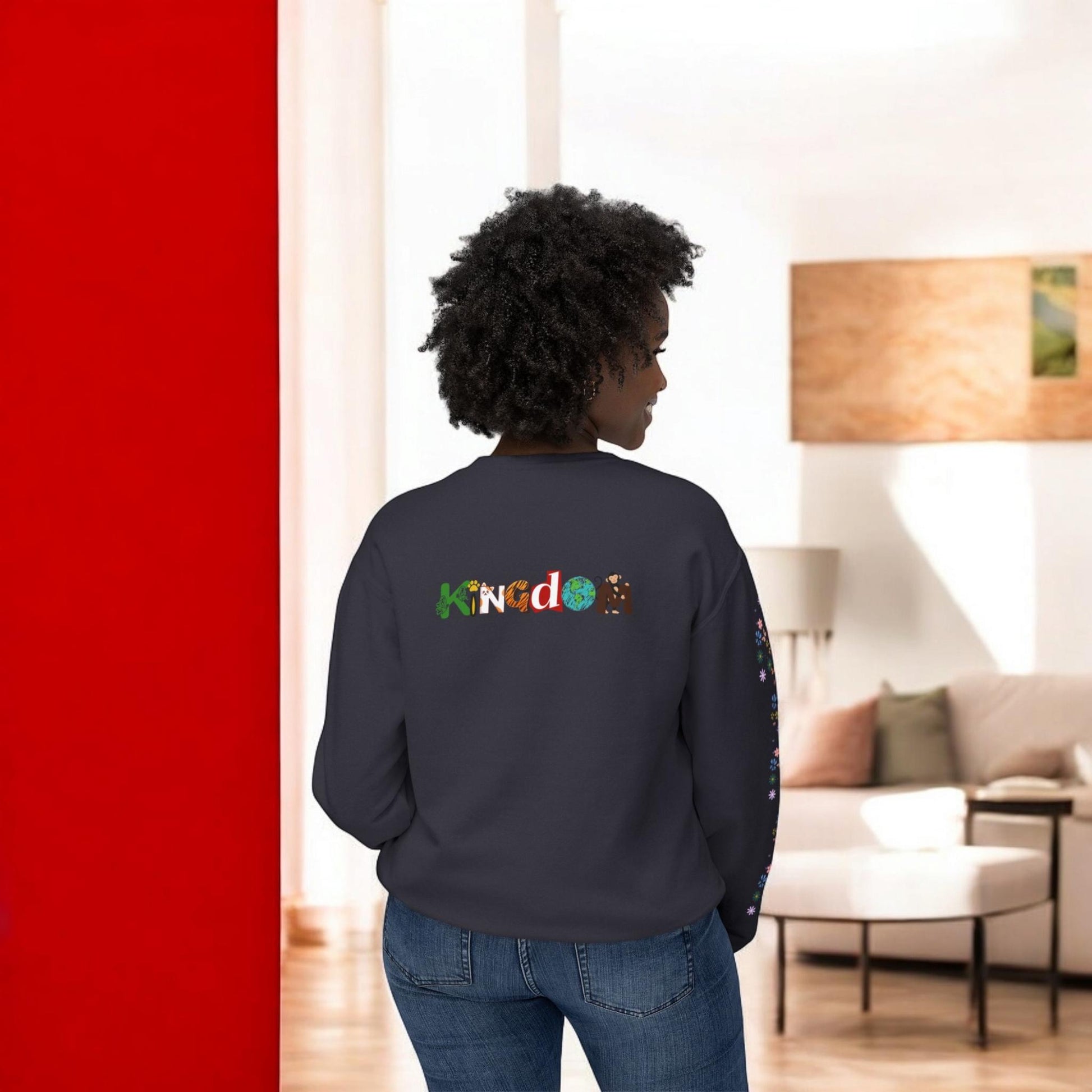 Nature Inspired Elephant Floral Unisex Sweatshirt, Wildlife Graphic Crewneck Sweater