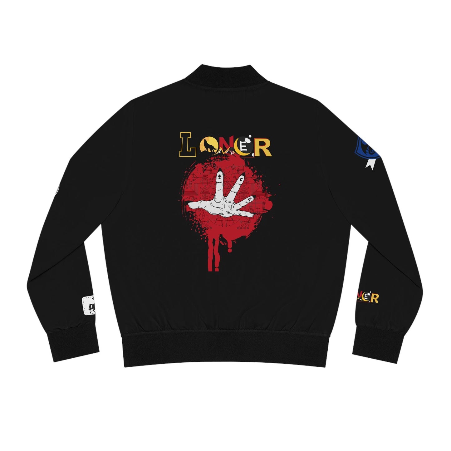 Gothic Bomber Jacket, Graphic Women's Coat, 3D Art Outerwear, Unique Hand Art Jacket