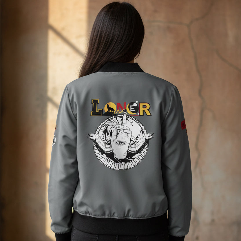 Gothic Bomber Jacket, Eye Art Women's Outerwear, Unique All Over Print Jacket Printify