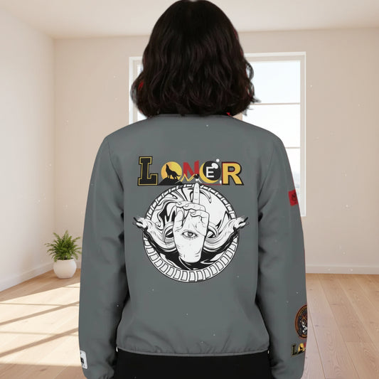 Gothic Bomber Jacket, Eye Art Women's Outerwear, Unique All Over Print Jacket