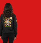 Skull Flames "Loner" Women's Bomber Jacket — Gothic Punk Graphic Outerwear Printify