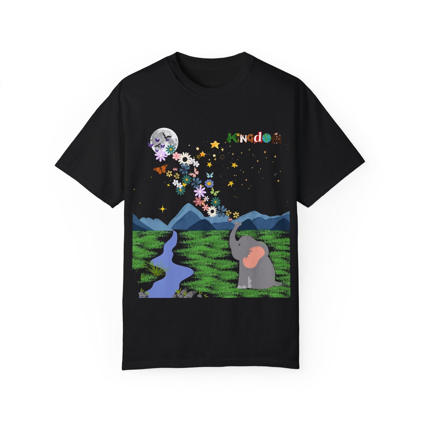 Night Sky Elephant Unisex T-shirt, Nature Graphic Floral Tee, Constellation Shirt