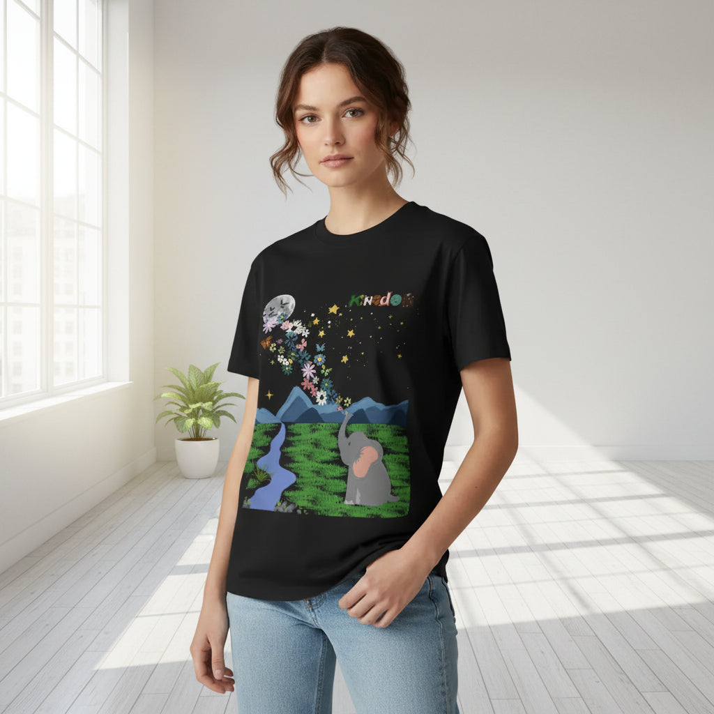 Night Sky Elephant Unisex T-shirt, Nature Graphic Floral Tee, Constellation Shirt