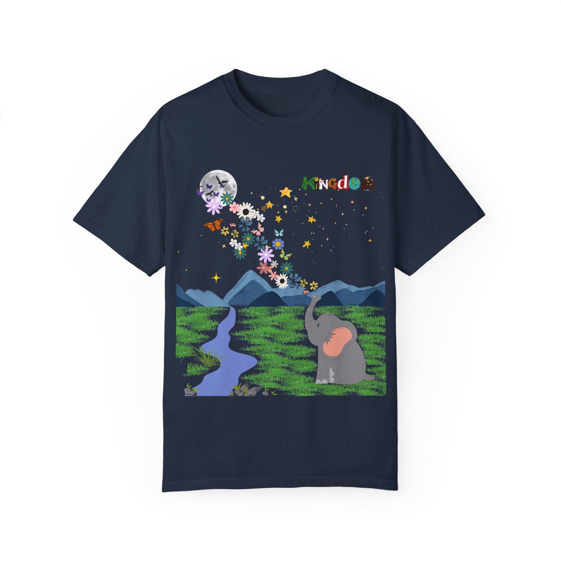 Night Sky Elephant Unisex T-shirt, Nature Graphic Floral Tee, Constellation Shirt