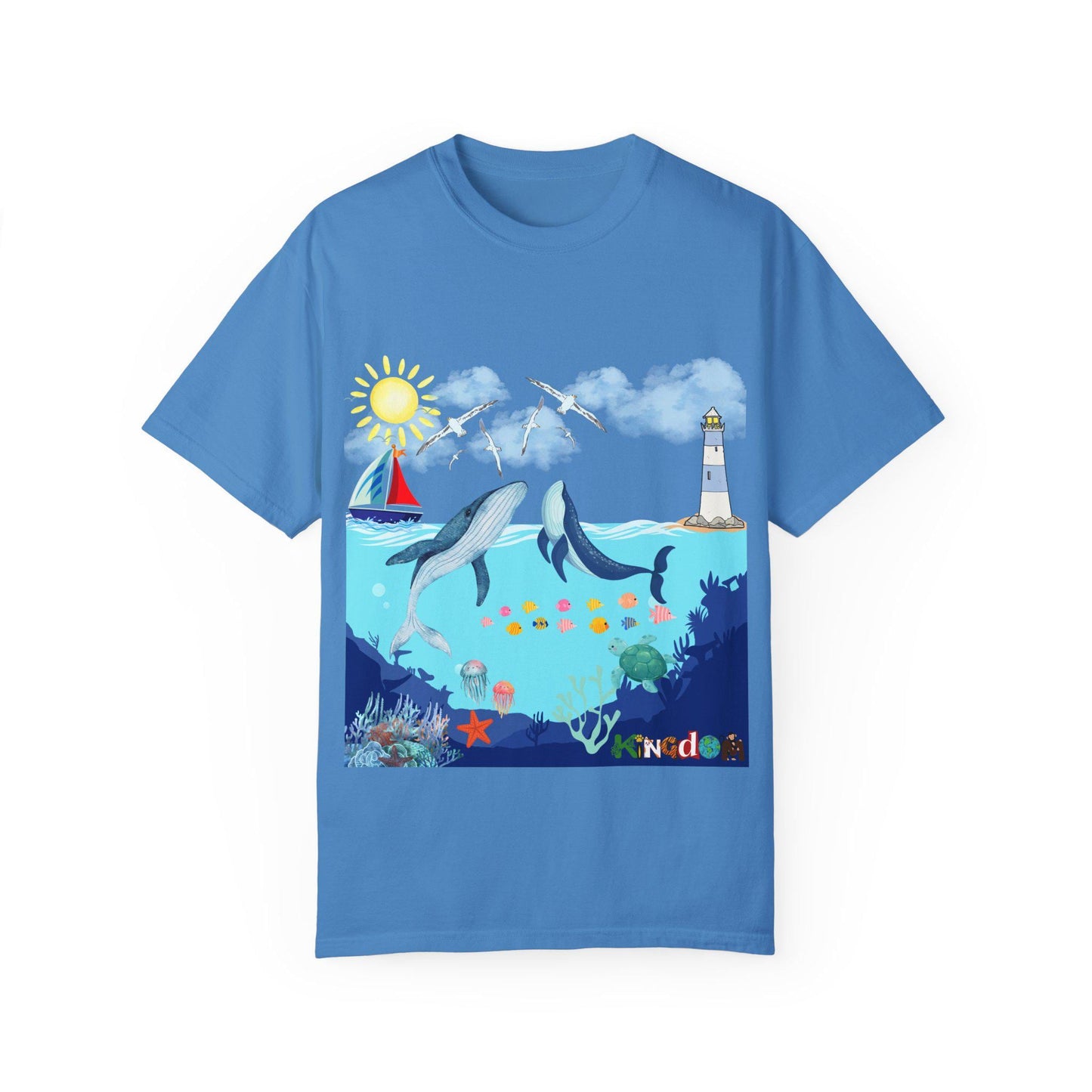 Nautical Ocean Life Whales Graphic Unisex T-Shirt, Nature Art Tee, Beachwear Shirt