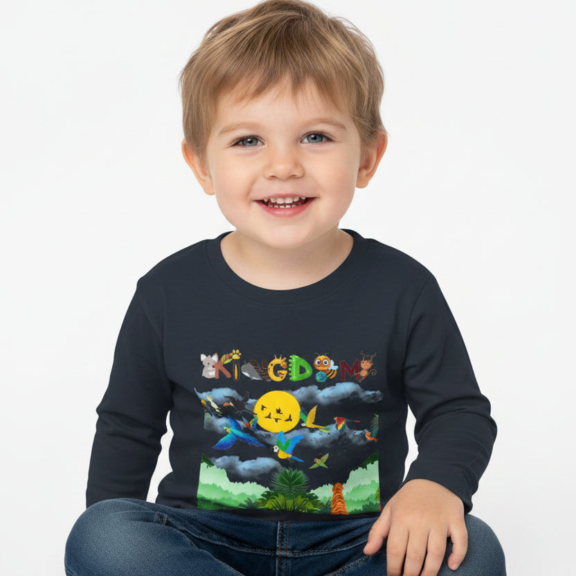 Jungle Safari Toddler Long Sleeve Tee, Wild Animals Graphic Shirt, Kids Nature Theme Top