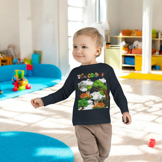 Toddler Long Sleeve Tee, Jungle Animals Nature Theme Tiger Graphic Art Shirt
