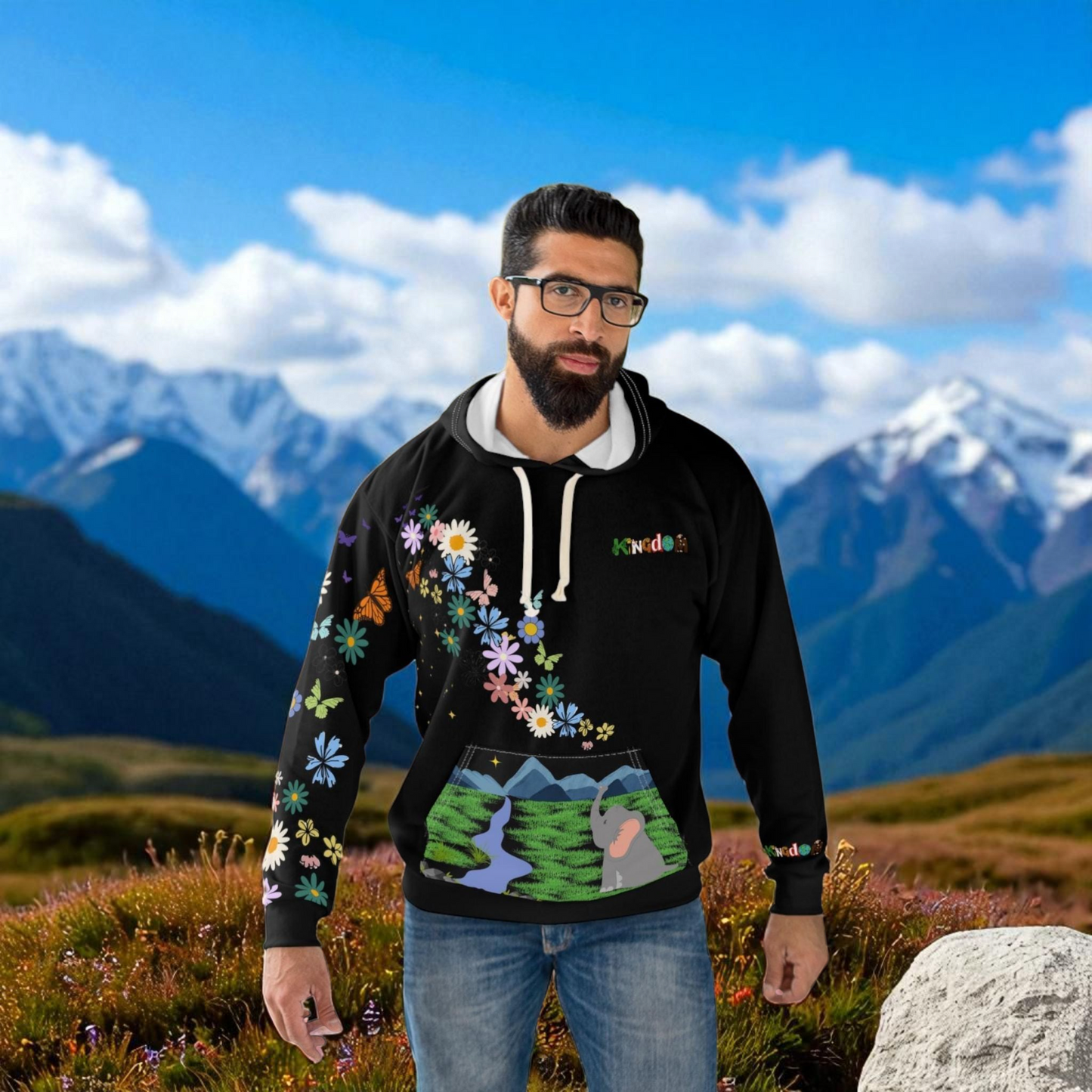 Elephant Floral Unisex Pullover Hoodie, Graphic Sweatshirt, Animal Lover Gift