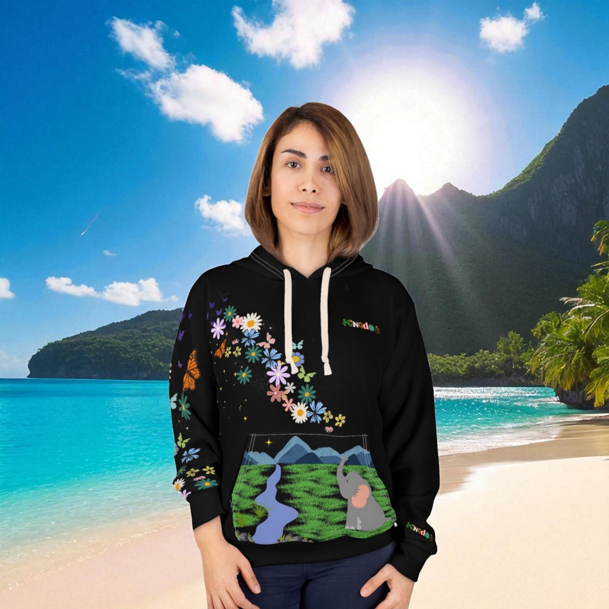 Elephant Floral Unisex Pullover Hoodie, Graphic Sweatshirt, Animal Lover Gift Printify
