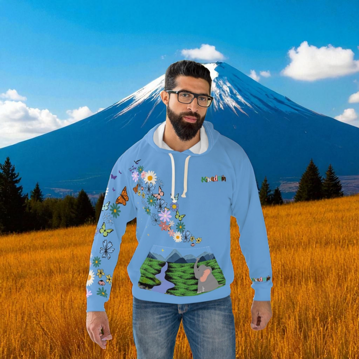 Elephant Floral Unisex Pullover Hoodie, Graphic Sweatshirt, Animal Lover Gift Printify