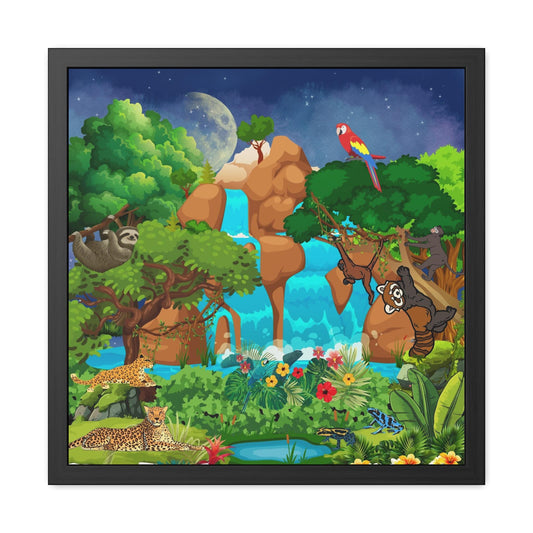 Jungle Animal Framed Posters, Safari Wildlife Wall Art, Kids Room Decor