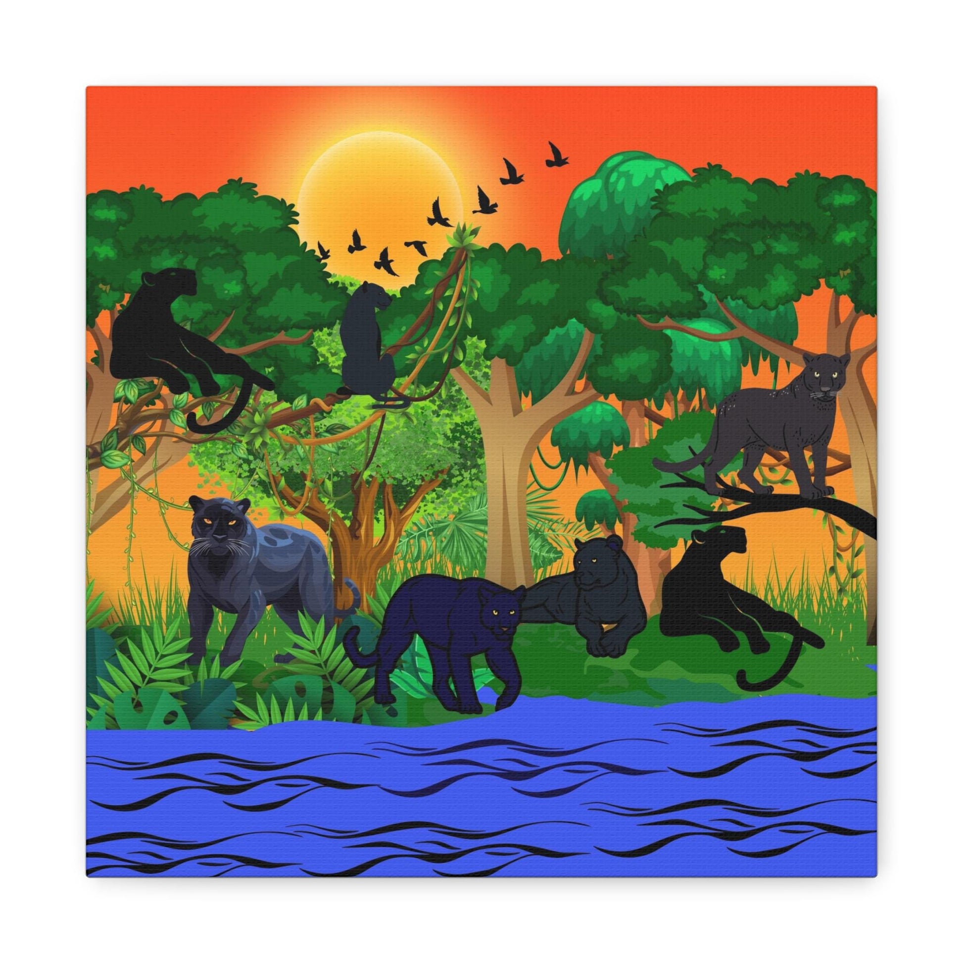 Black Panther Wall Art Canvas, Wildlife Animal Decor, Jungle Safari Theme