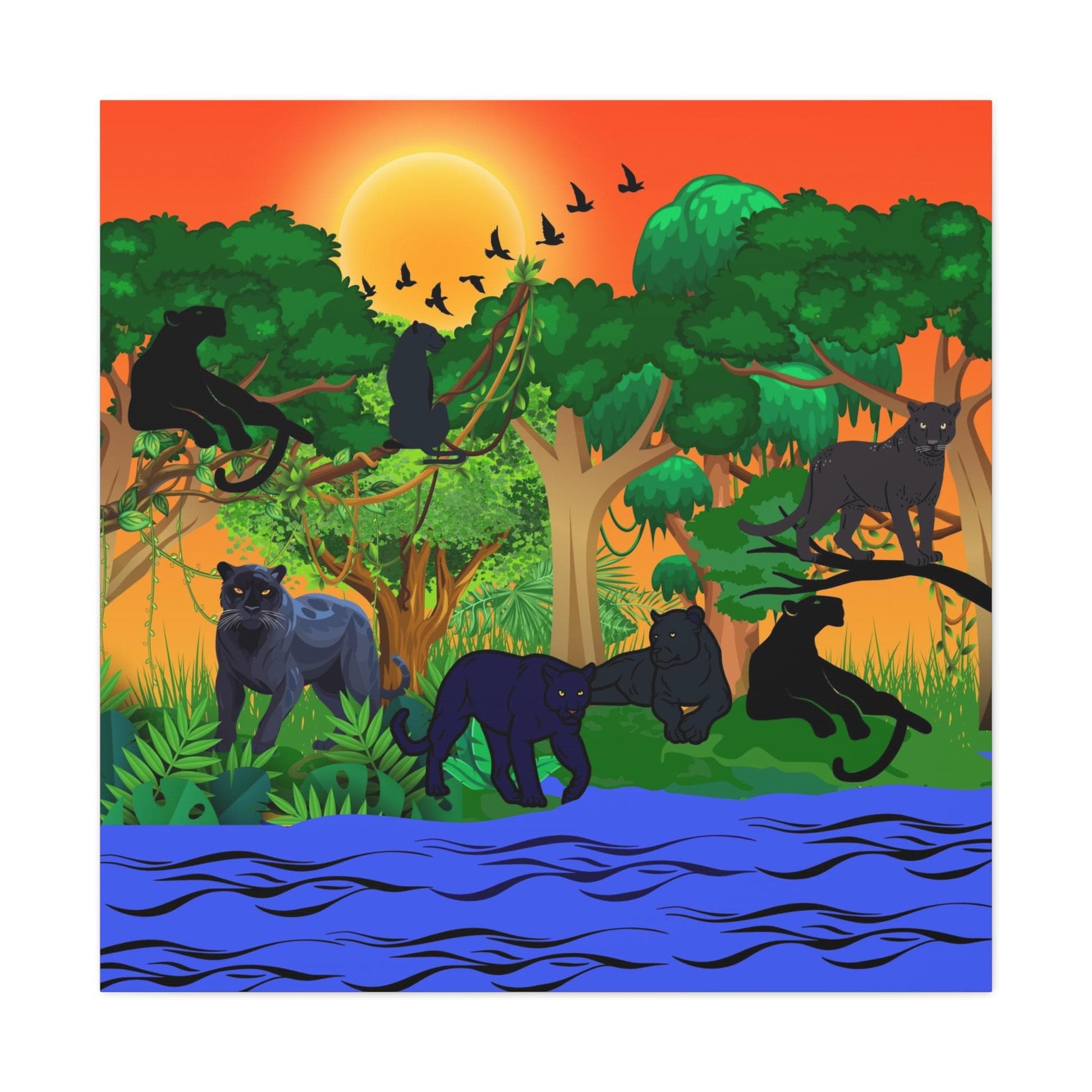 Black Panther Wall Art Canvas, Wildlife Animal Decor, Jungle Safari Theme