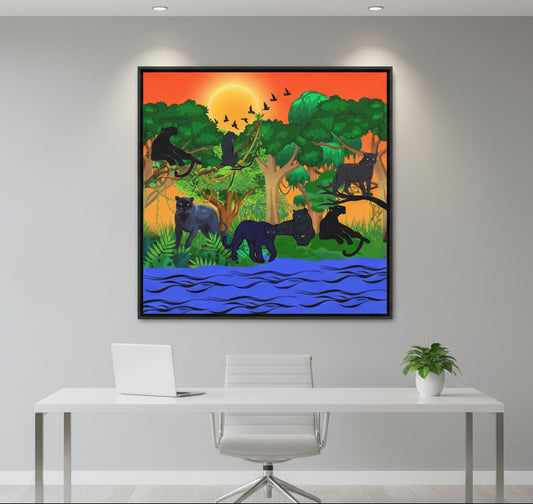 Black Panther Wall Art Canvas, Wildlife Animal Decor, Jungle Safari Theme