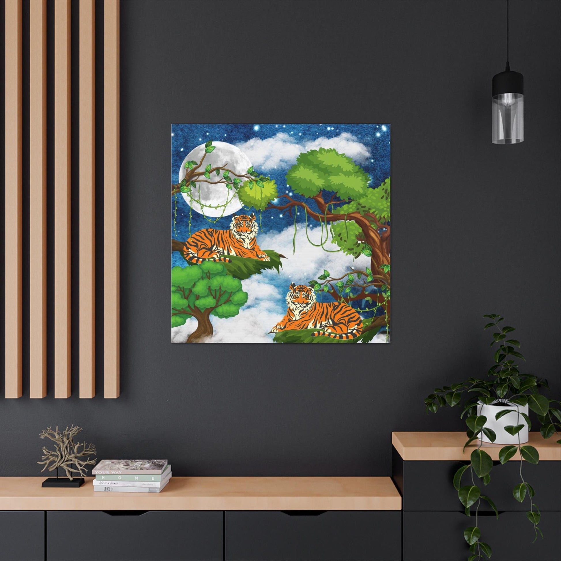 Wild Tiger Nature Wall Art Canvas, Safari Jungle Animal Home Decor Print