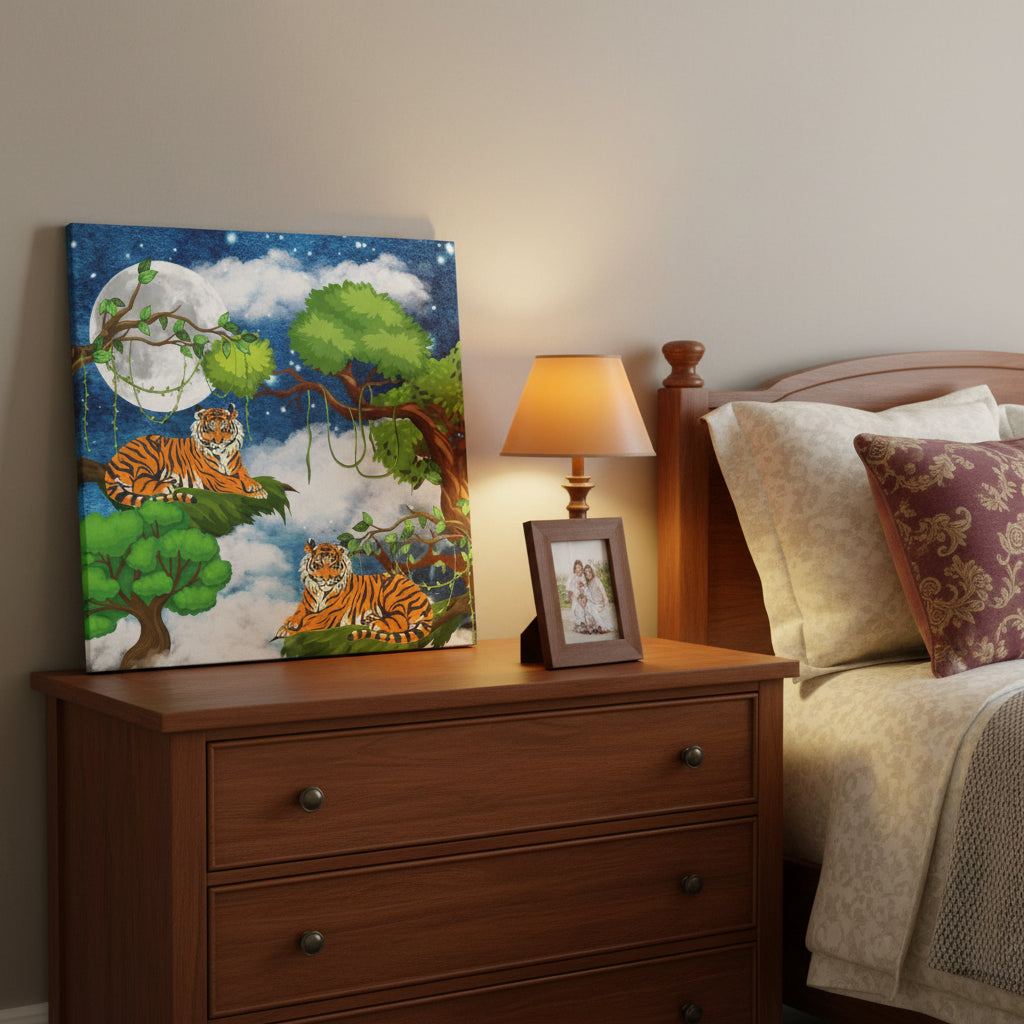 Wild Tiger Nature Wall Art Canvas, Safari Jungle Animal Home Decor Print