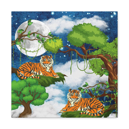 Wild Tiger Nature Wall Art Canvas, Safari Jungle Animal Home Decor Print