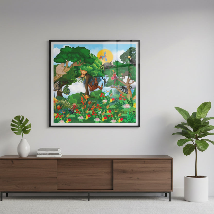 Canvas Gallery Wraps, Jungle Monkey Animal Wall Art Decor Print - Safari Nursery Room