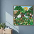 Canvas Gallery Wraps, Jungle Monkey Animal Wall Art Decor Print - Safari Nursery Room