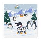 Penguin Canvas Wall Art, Arctic Animals Gallery Wraps, Penguins Art Print, Home Decor Gift