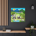 Animal Canvas, Panda and Elephant Wall Art, Nature Gallery Wrap, Asian Wildlife Print