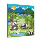 Animal Canvas, Panda and Elephant Wall Art, Nature Gallery Wrap, Asian Wildlife Print