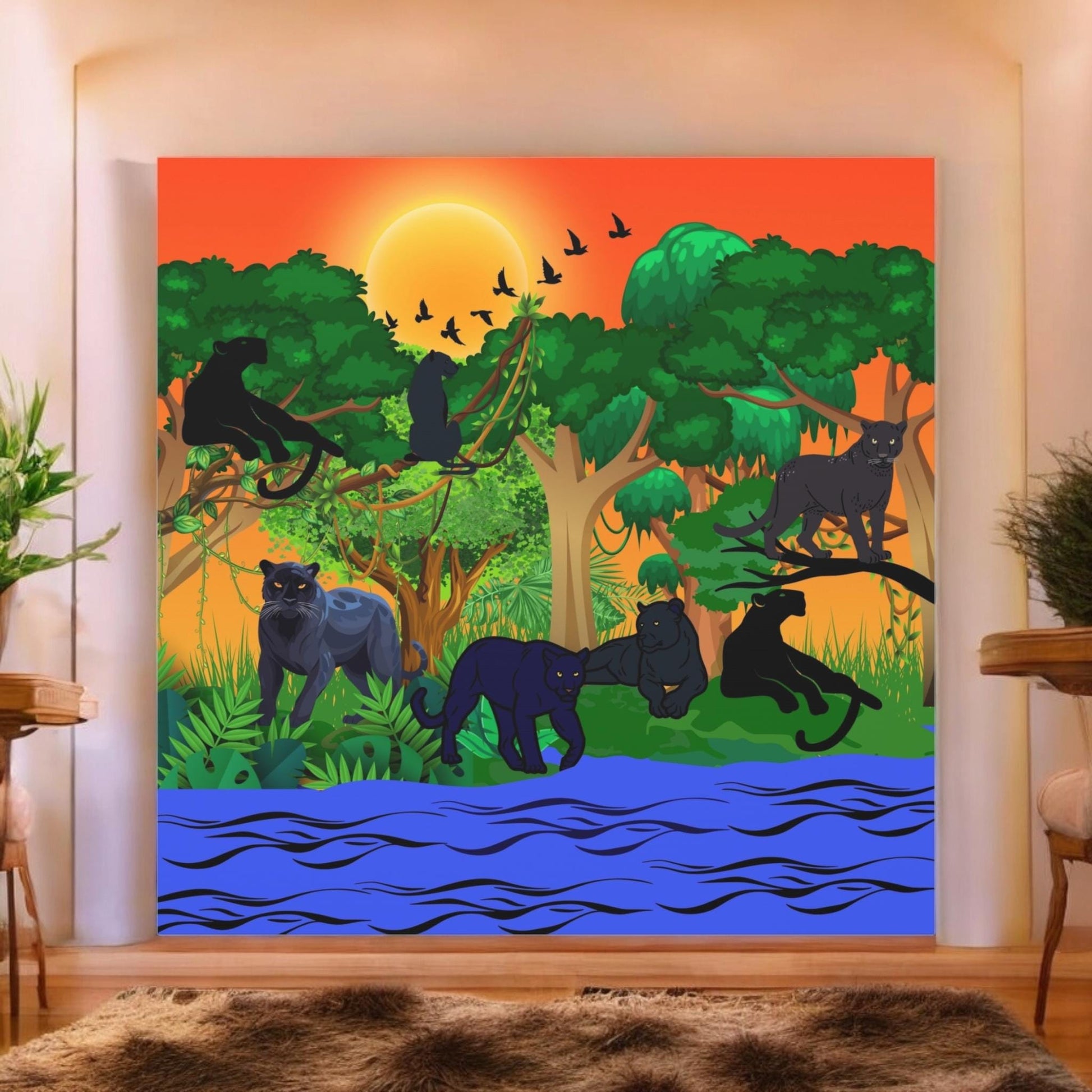 Black Panther Wall Art Canvas, Wildlife Animal Decor, Jungle Safari Theme