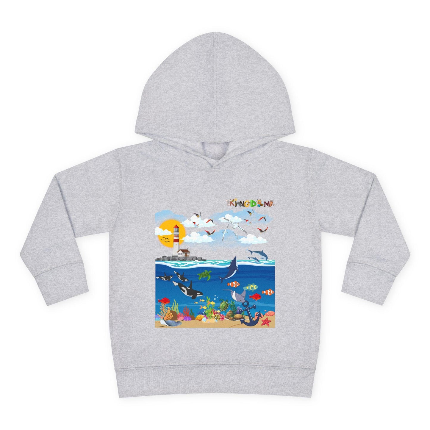 Ocean Friends Toddler Pullover Fleece Hoodie, Aquatic Theme Sweatshirt for Kids, Sea Animal Graphic Jumper, Orca Dolphin Children's Hooded