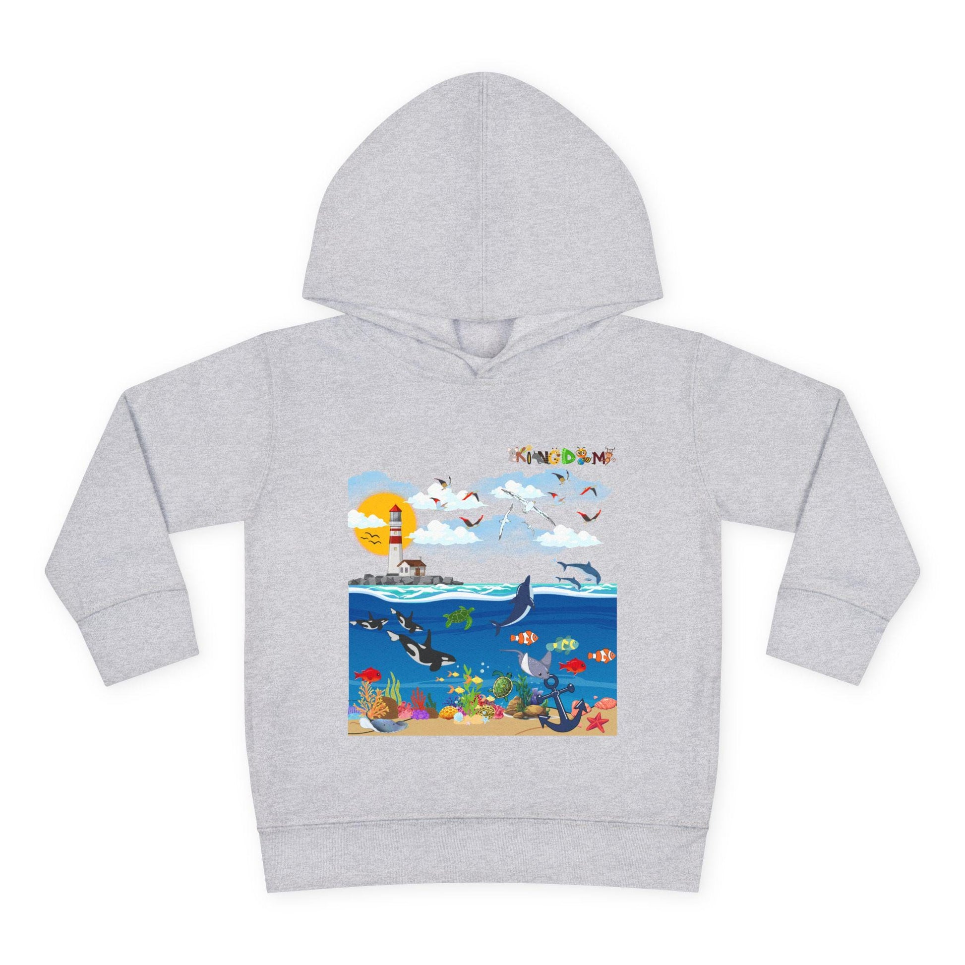 Ocean Friends Toddler Pullover Fleece Hoodie, Aquatic Theme Sweatshirt for Kids, Sea Animal Graphic Jumper, Orca Dolphin Children's Hooded
