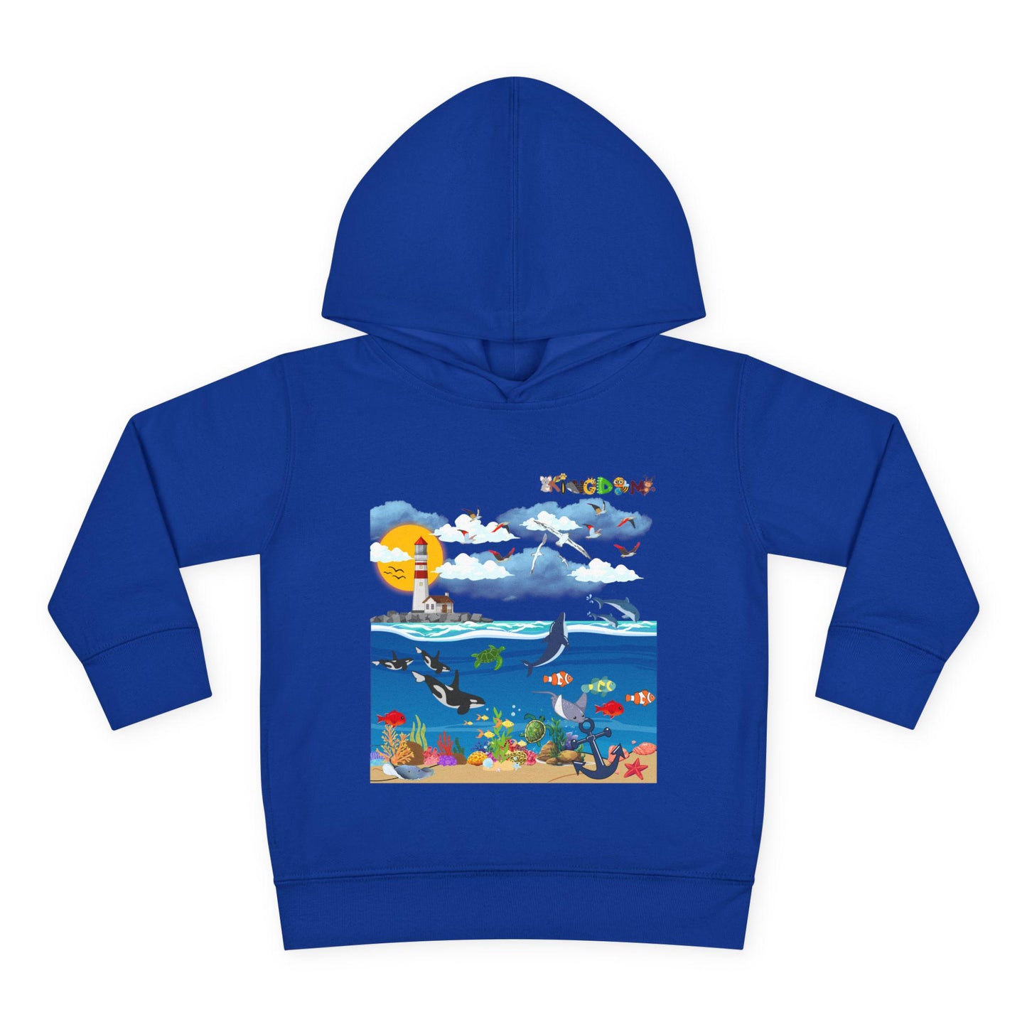 Ocean Friends Toddler Pullover Fleece Hoodie, Aquatic Theme Sweatshirt for Kids, Sea Animal Graphic Jumper, Orca Dolphin Children's Hooded