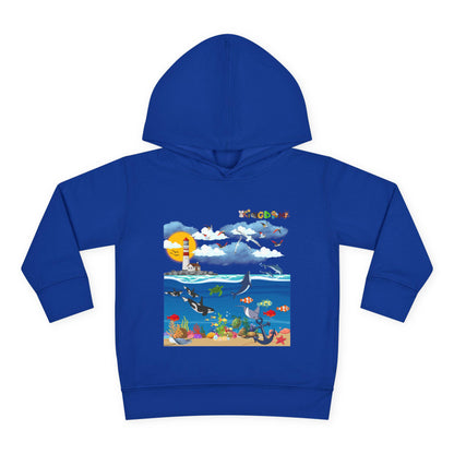 Ocean Friends Toddler Pullover Fleece Hoodie, Aquatic Theme Sweatshirt for Kids, Sea Animal Graphic Jumper, Orca Dolphin Children's Hooded