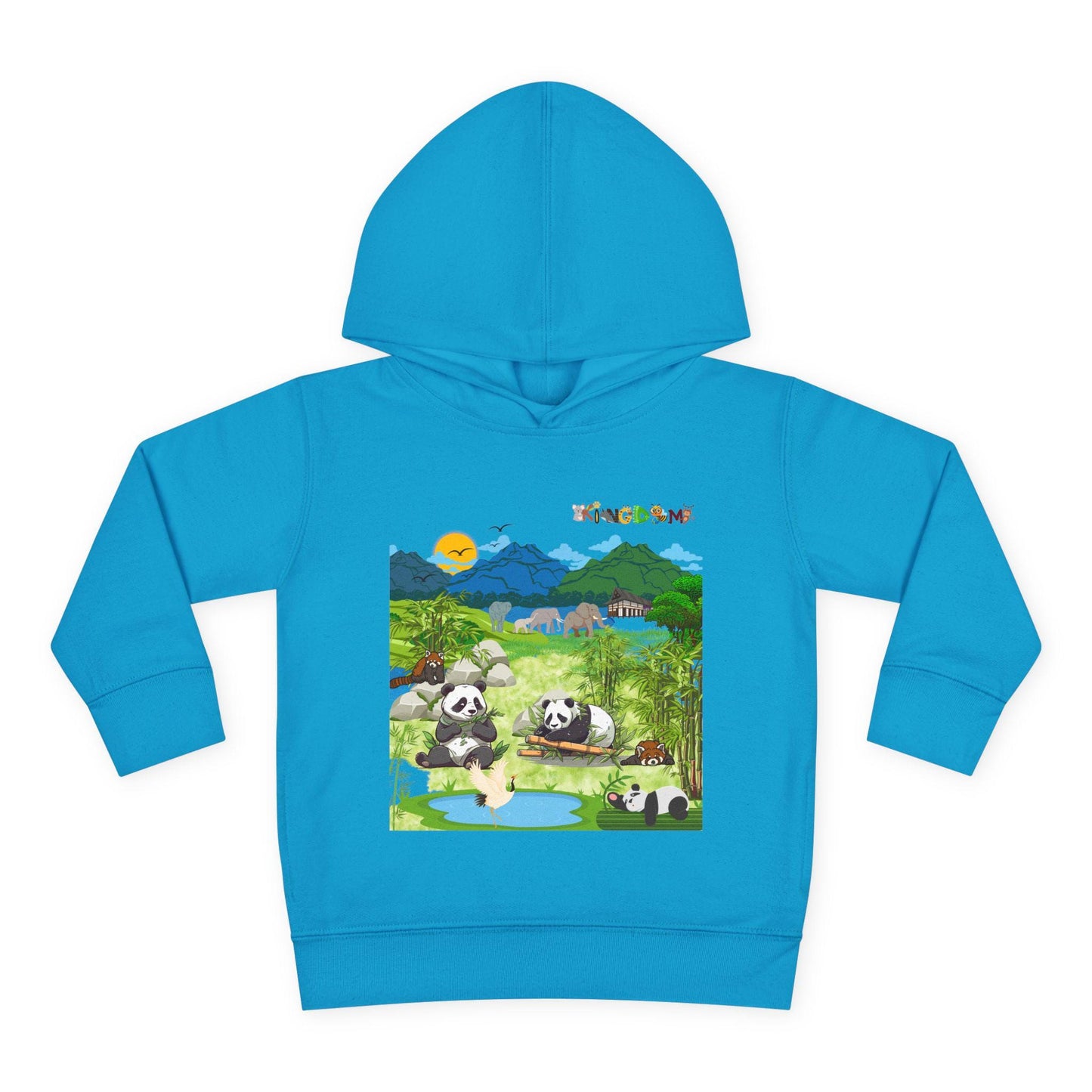 Graphic Panda Elephants Toddler Hoodie, Wildlife Theme, Kids Fleece Pullover