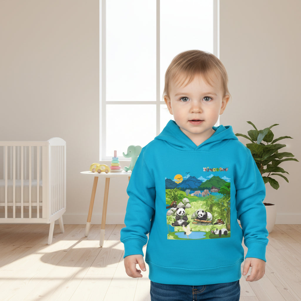 Graphic Panda Elephants Toddler Hoodie, Wildlife Theme, Kids Fleece Pullover