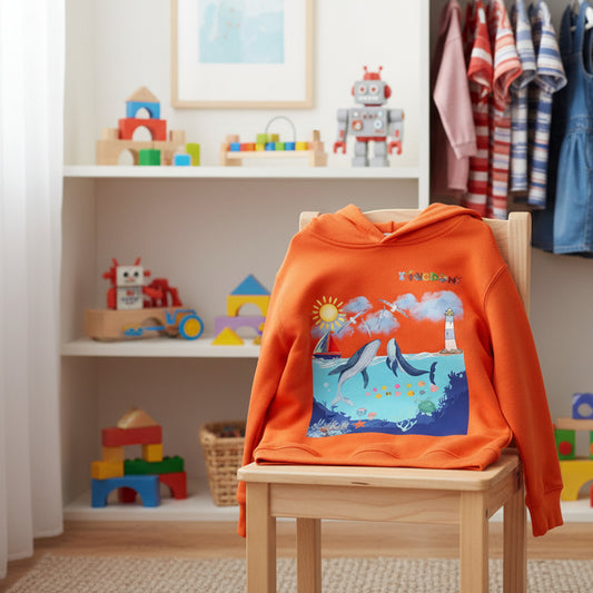 Whale Graphic Toddler Hoodie, Kids Marine Theme Sweatshirt, Ocean Animal Children's Hoodie