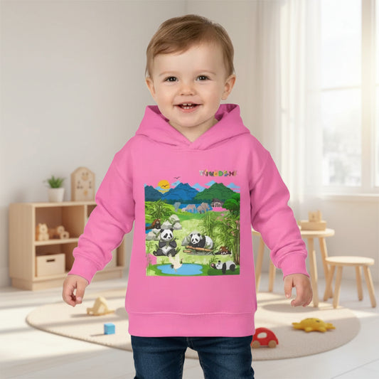 Graphic Panda Elephants Toddler Hoodie, Wildlife Theme, Kids Fleece Pullover