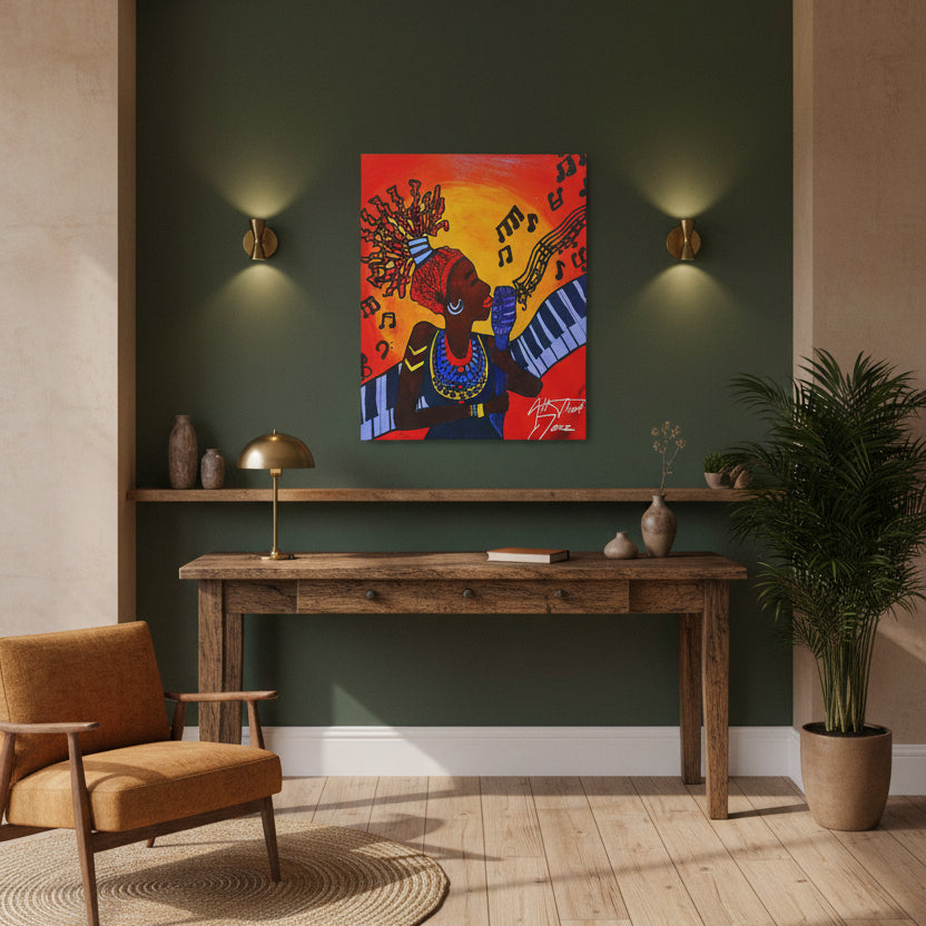 Canvas Art Print, Jazz Singer Music Decor, Jazz Piano Wall Art, Original Artwork, Musician Gift Idea, Home Decor Poster