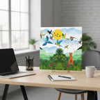 Canvas Gallery Wraps, Tropical Bird Jungle Art Tiger Wall Art, Wall Decor, Wildlife Home Decor