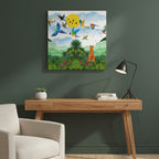 Canvas Gallery Wraps, Tropical Bird Jungle Art Tiger Wall Art, Wall Decor, Wildlife Home Decor