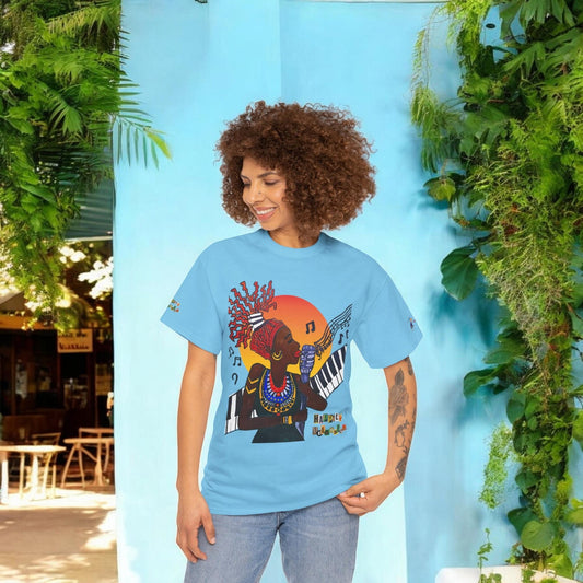 Afro Music Unisex Graphic Tee, Piano Art, Jazz Singer Shirt, Music Lover Gift